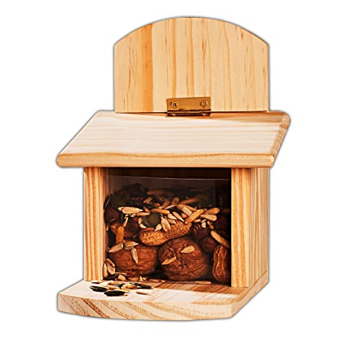 Eichhörnchen Futterhaus Holz 29 x 12 x 25 cm Futterstation Futterspender Futterkasten Nussspender Futterhäuschen Futterstelle von HAC24