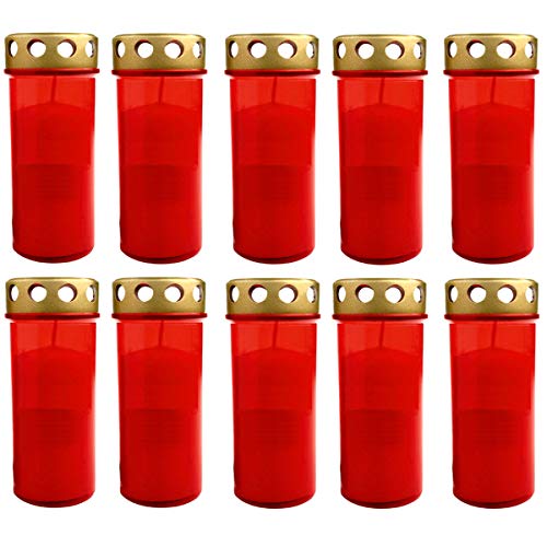 HAC24 10er Set XL Grablicht Rot Grabkerze mit Deckel Großer Grabbrenner Grablaterne Grableuchte Grablampe Dauerbrenner HAC24 10er Set XL Grablicht Rot Grabkerze mit Deckel Großer Grabbrenner Grablaterne Grableuchte Grablampe Dauerbrenner von HAC24
