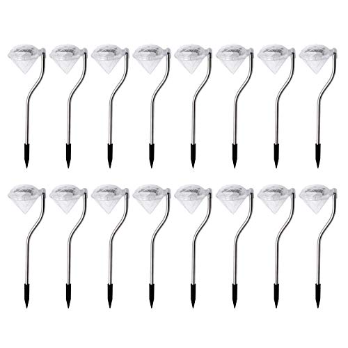 HAC24 16 Stück Edelstahl LED Solar Gartenleuchte Diamant Farbwechsler Solarlampe Solarleuchte Deko Garten Leuchte Lampe Solarlicht von HAC24