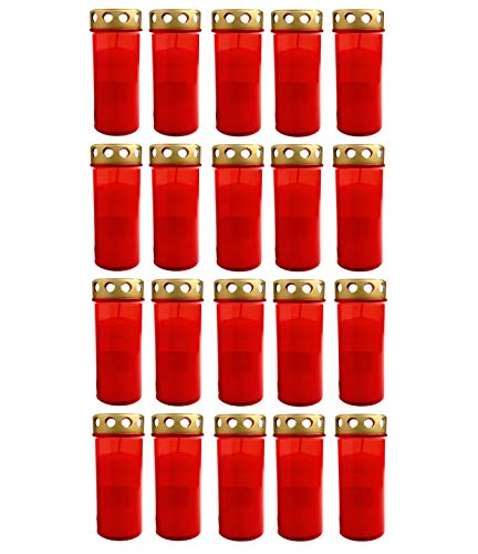 HAC24 20er Set XL Grablicht Rot Grabkerze mit Deckel Großer Grabbrenner Grablaterne Grableuchte Grablampe Dauerbrenner HAC24 20er Set XL Grablicht Rot Grabkerze mit Deckel Großer Grabbrenner Grablaterne Grableuchte Grablampe Dauerbrenner von HAC24