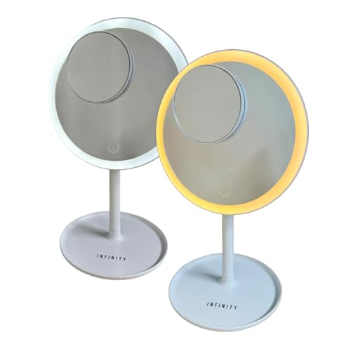 HAC24 2X Akku Kosmetikspiegel ⌀ 17,4 cm mit Licht 70 LEDs 3 Lichtfarben 5-Fach Vergrößerung Spiegel Schminkspiegel Beleuchtet von HAC24