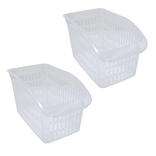 HAC24 2er Set Aufbewahrungskorb Transparent 17,5 x 29 x 17,5 cm Schrankkorb Regal Organizer Aufbewahrungsbox Ordnungskorb Kunststoff von HAC24