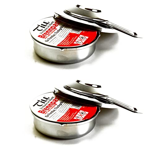 HAC24 2er Set Pastenbrenner verchromt mit Brennpaste 2x80 g Spiritusbrenner Rechaud Ethanol Brenner Fondue Speisewärmer Warmhalteplatte von HAC24