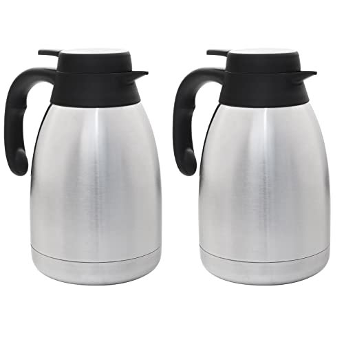 HAC24 2er Set Thermoskanne Kaffeekanne Edelstahl 1,5 Liter Isolierkanne Teekanne Thermo Kaffee Tee Kanne Einhandautomatik von HAC24