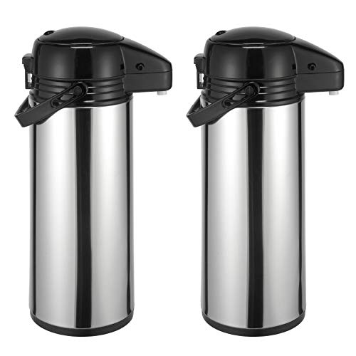 HAC24 2er Set Thermoskanne Kaffeekanne Edelstahl 1,9 Liter Isolierkanne Teekanne Thermo Kaffee Tee Kanne Airpot Pumpkanne Getränkespender von HAC24