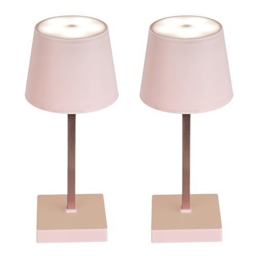HAC24 2er Set Tischleuchte mit Touchfunktion Warmweiß USB Nachttischlampe Rosa Aufladbar Helligkeit regulierbar Schreibtischlampe Dimmbar von HAC24