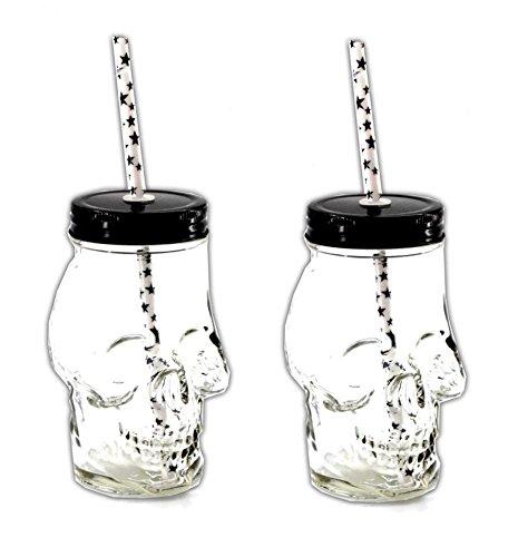 HAC24 2er Set Totenkopf Glas Skull Cocktailgläser Bar Glas Becher Trinkbecher von HAC24