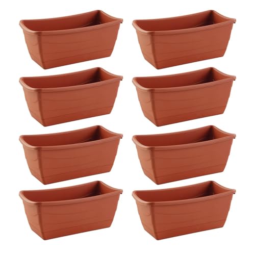 HAC24 8X Pflanzschale Eckig aus Kunststoff Terracotta 26 x 13 cm Blumenkasten Blumentopf Pflanzentopf Pflanzgefäß von HAC24