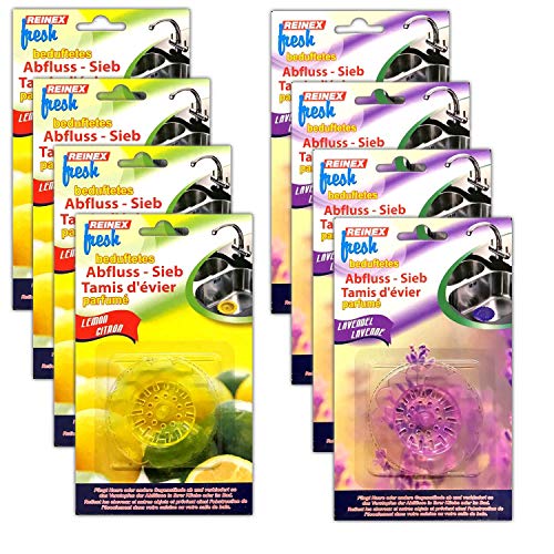 HAC24 8er Set Abflusssieb Waschbecken mit Duft Ablaufsieb Spülbecken Zitrone Lavendel Spülbeckensieb Küche Bad Haarsieb Siebkorb Abfluss Kunststoff von HAC24