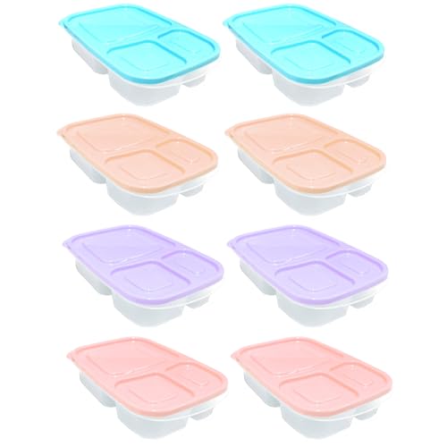 HAC24 8er Set Kunststoff Lunchboxen 1,2 Liter 3 Fächer Brotdose Brotbox Vesperdose Brotzeitdose Snackbox von HAC24