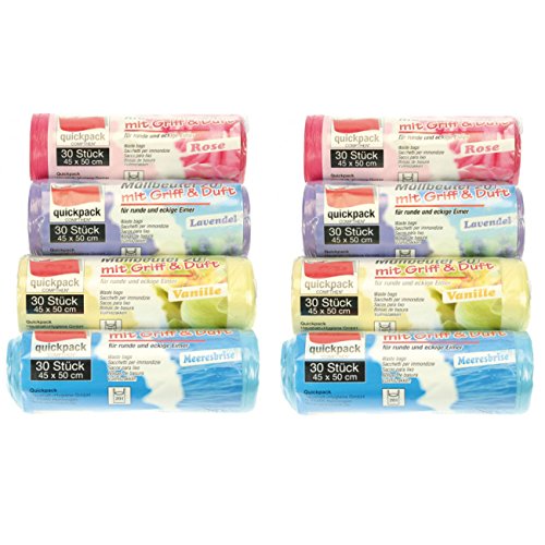 HAC24 8er Set Müllbeutel Rollen 20L Duft je 30 Stück Müllsack Abfallbeutel Mülltüten von HAC24