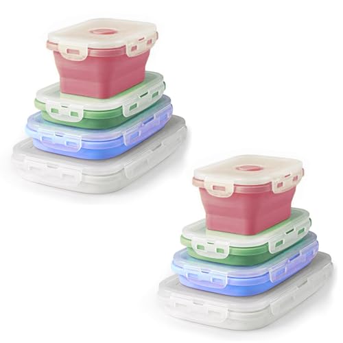 HAC24 8er Set Silikon Lunchbox faltbar mit Deckel BPA frei Vorratsbehälter Frischhaltedosen Gefrierdosen Brotdose HAC24 8er Set Silikon Lunchbox faltbar mit Deckel BPA frei Vorratsbehälter Frischhaltedosen Gefrierdosen Brotdose von HAC24