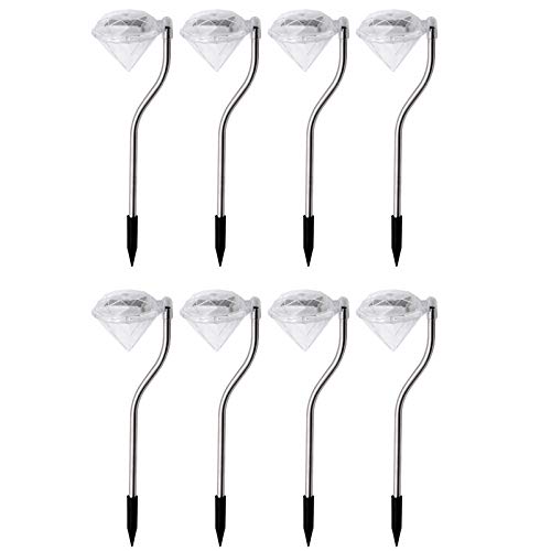 HAC24 8x Edelstahl LED Solar Gartenleuchte Diamant Farbwechsler Solarlampe Solarleuchte Deko Garten Leuchte Lampe Solarlicht von HAC24