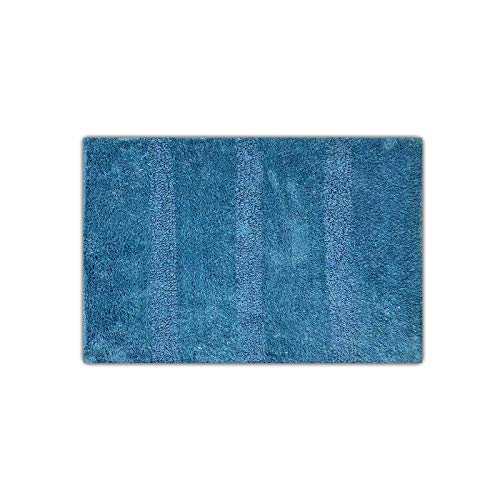 HAC24 Badezimmer Teppich 60x40 cm Badematte Badvorleger WC Bad Duschvorleger Baumwolle Badteppich Badläufer Badezimmermatte Duschvorlage Waschbar (Blau Streifen) von HAC24