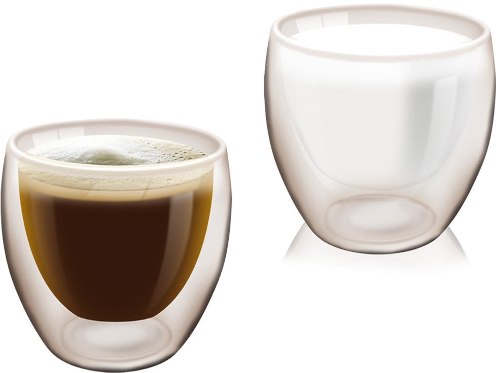 HAC24 Becher 2er Set Doppelwandiges Trinkglas Thermo Glas Kaffeetassen, Kunststoff, je 180 ml von HAC24