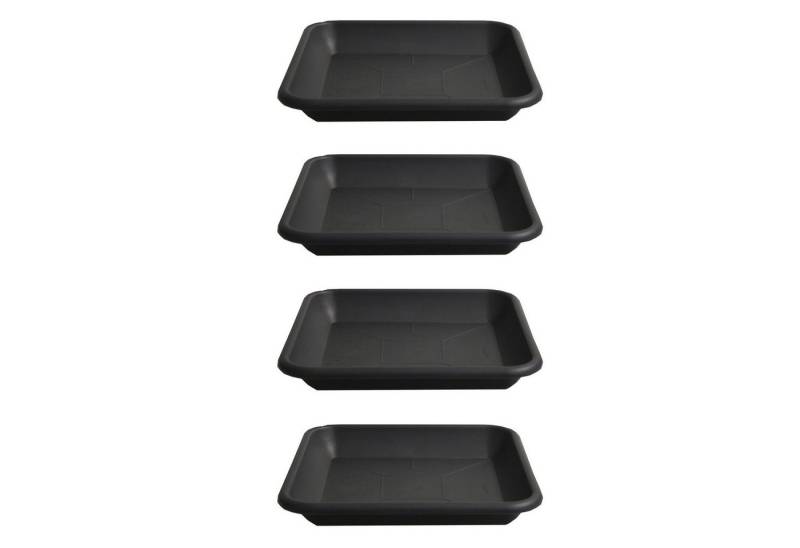 HAC24 Blumentopfuntersetzer Pflanztopf Blumentopf Untersetzer Blumenkübel Schale Pflanzschale, Set, 4-tlg., Eckig Anthrazit Kunststoff von HAC24