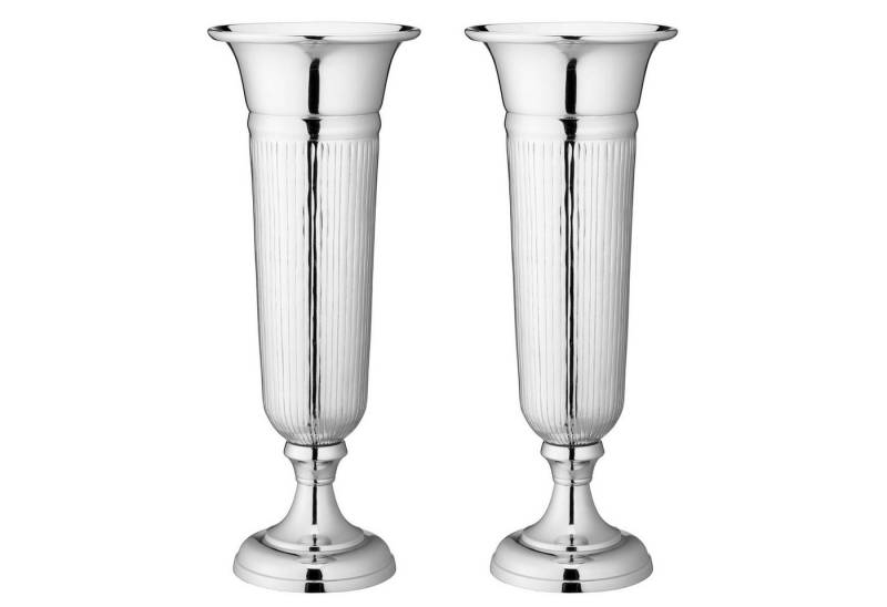 HAC24 Bodenvase XL Blumenvase Metall Deko Amphore Groß Vase Alu Dekovase (2 St), Aluminium 64 cm Hoch Silber von HAC24