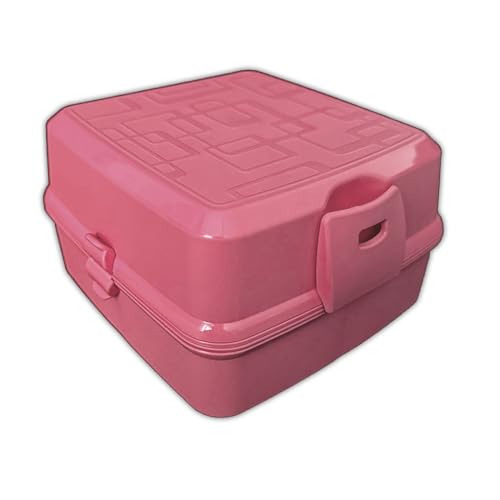 HAC24 Brot- und Lunchbox mit 4 Fächern Vesperdose 1400ml Brotdose Inkl. Gabel & Löffel Snackbox Vorratsbox Brotbüchse Kunststoff (pink) von HAC24
