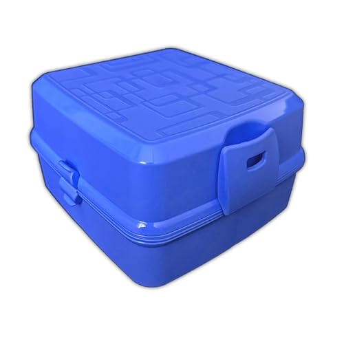 HAC24 Brot- und Lunchbox mit 4 Fächern Vesperdose 1400ml Brotdose Inkl. Gabel & Löffel Snackbox Vorratsbox Brotbüchse Kunststoff (blau) von HAC24