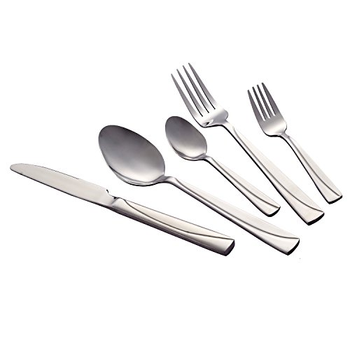 HAC24 Edelstahl Design Besteck Set 60-teilig Essbesteck Besteckset Tafelbesteck 12 Personen von HAC24