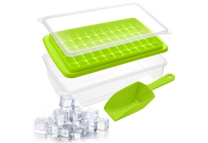 HAC24 Eiswürfelform Eiswürfelbehälter Eiswürfelbereiter, für 55 Eiswürfel mit Deckel, Behälter und Schaufel von HAC24