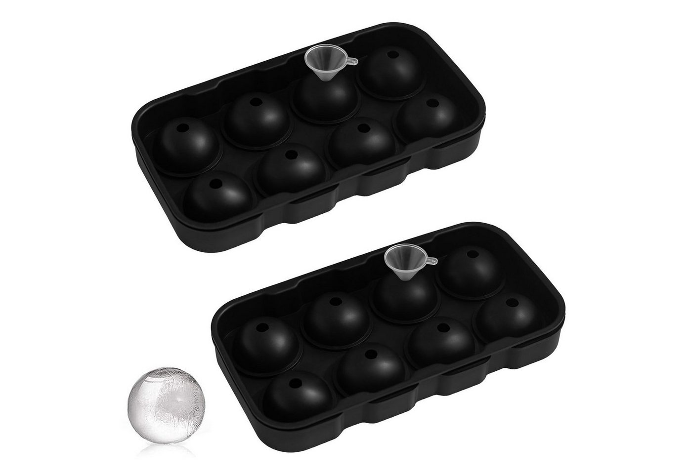 HAC24 Eiswürfelform Silikonform Kugel Eiswürfelbehälter Silikon Eiswürfel Eiskugel, (Set 2-tlg), mit Trichter von HAC24