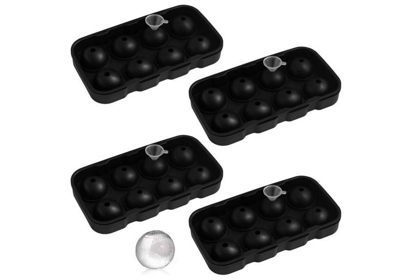 HAC24 Eiswürfelform Silikonform Kugel Eiswürfelbehälter Silikon Eisbälle Eiswürfel, (Set 4-tlg), mit Trichter von HAC24