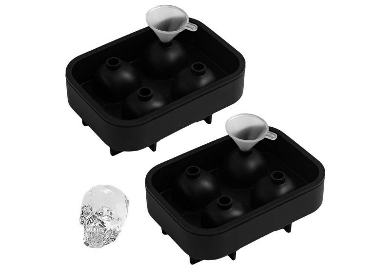 HAC24 Eiswürfelform Silikonform Totenkopf Eiswürfelbehälter Eiswürfel, (Set 2-tlg), mit Trichter von HAC24
