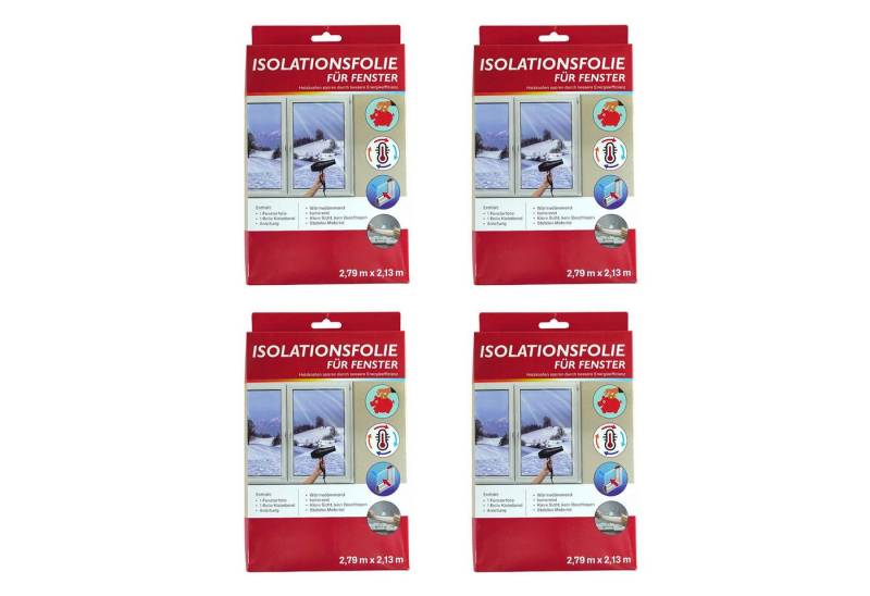 HAC24 Fensterfolie 4x Isolationsfolie für Fenster Isolierfolie Wärmeschutz Fensterfolie, Transparent je 2,79 x 2,13 m inkl. Klebeband von HAC24