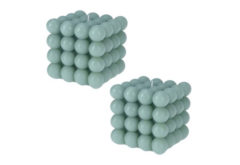 HAC24 Formkerze Deko Bubble Kerze Grün Groß Bubblekerze Dekokerze Wachskerze (2-tlg), Eckig 10 x 10 cm 630g von HAC24
