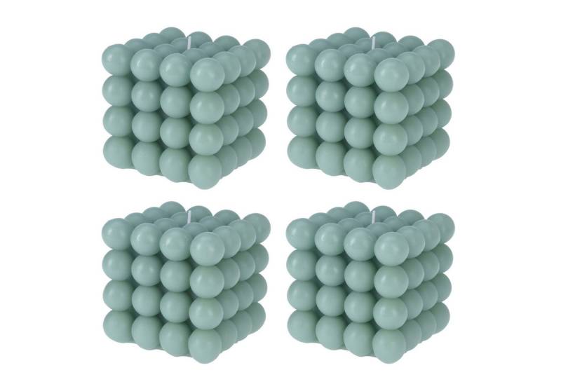 HAC24 Formkerze Deko Bubble Kerze Grün Groß Bubblekerze Dekokerze Wachskerze (4-tlg), Eckig 10 x 10 cm 630g von HAC24