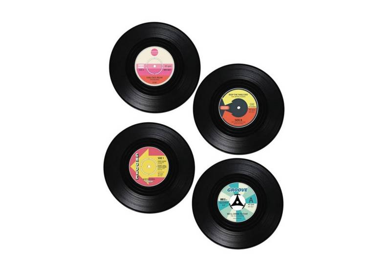 HAC24 Glasuntersetzer Glas Untersetzer Vinyl Schallplatten Tassenuntersetzer, Set, 4-tlg., Ø 11 cm, Rund HAC24 Glasuntersetzer Glas Untersetzer Vinyl Schallplatten Tassenuntersetzer, Set, 4-tlg., Ø 11 cm, Rund von HAC24