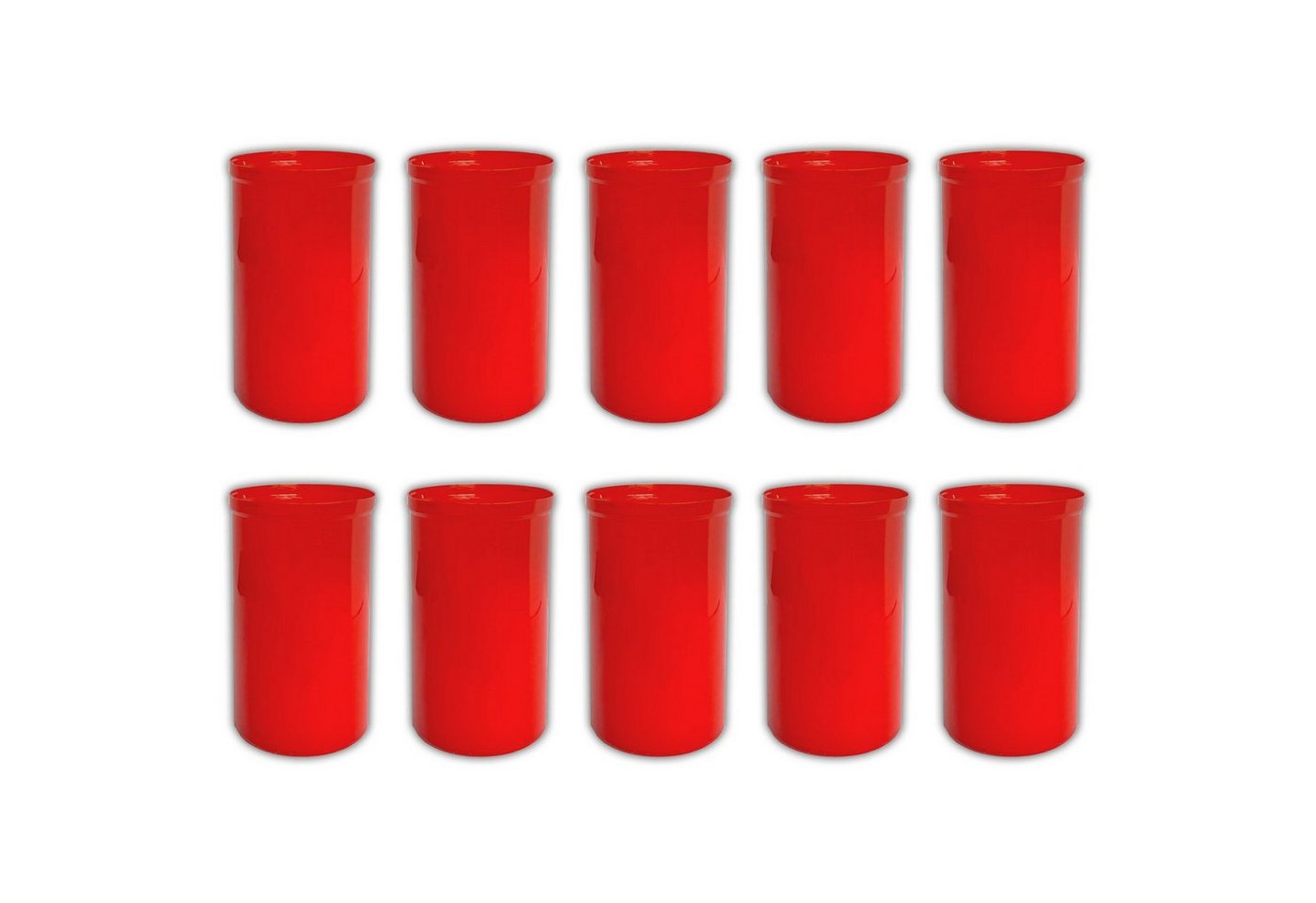 HAC24 Grabkerze Grablicht Brenner Friedhofskerzen Trauerlicht Gedenkkerze (Set, 10-tlg), rot, ohne Deckel von HAC24