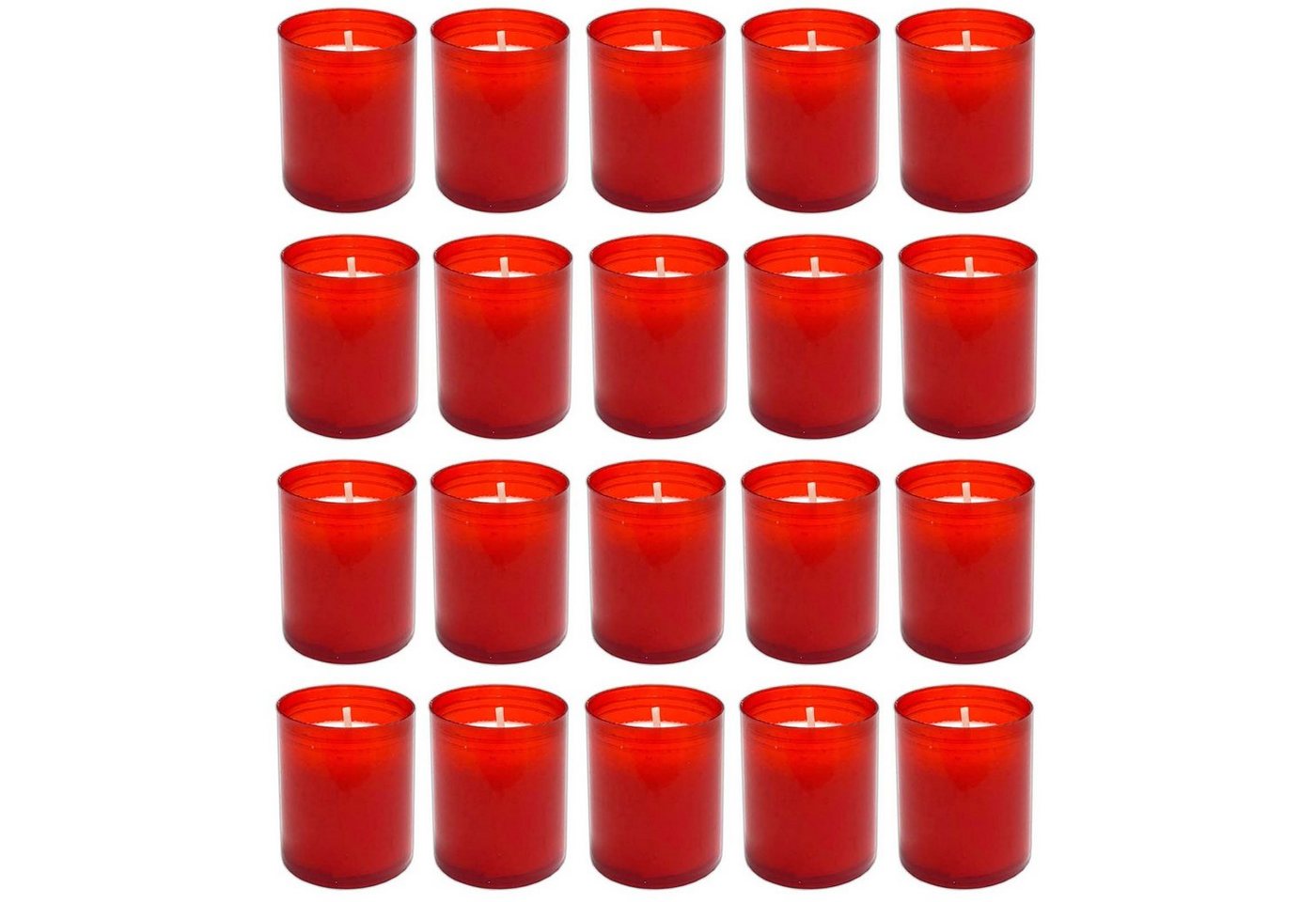 HAC24 Grabkerze Grablicht Friedhofskerzen Klein Gedenkkerze Grableuchte Grabdekoration (20-tlg), Nr. 24, Rot von HAC24