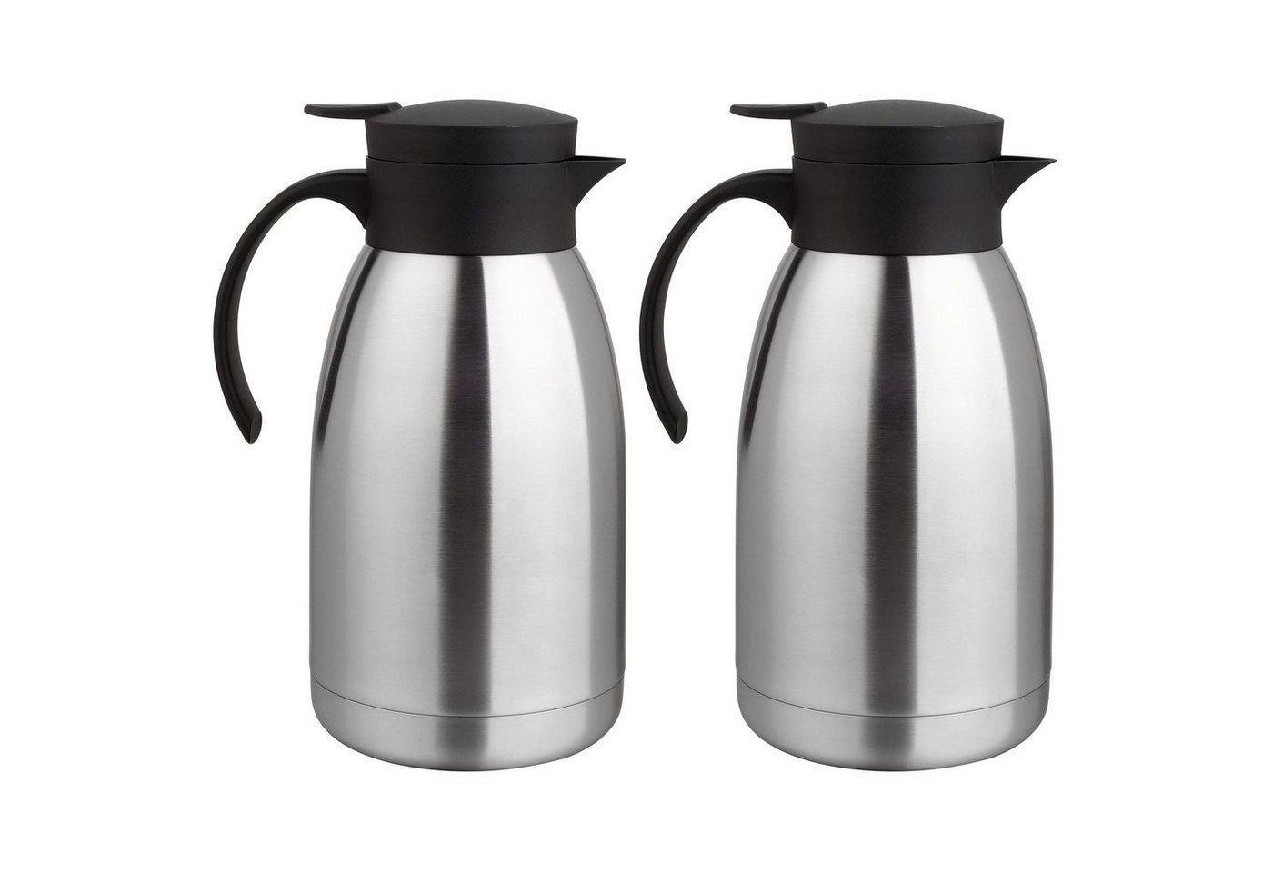 HAC24 Isolierkanne Thermoskanne Kaffeekanne Teekanne Thermo Kaffee Tee Kanne, 2 l, (2 Stück), Edelstahl, Einhandautomatik von HAC24