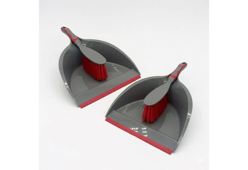 HAC24 Kehrgarnitur Kehrgarnitur Kehrset Kehrschaufel Handkehrset Handbesen Schaufel, (4-tlg), mit Gummilippe von HAC24