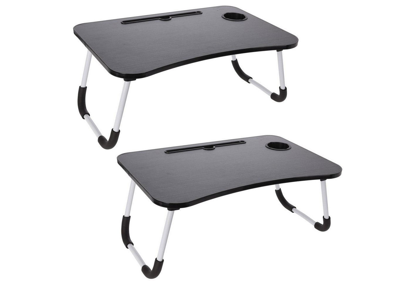 HAC24 Klapptisch Betttablett Laptop Tablett Betttisch Tablettisch Bett Sofa Tisch (2-St), mit Schublade Getränkehalter Klappbar 60 x 40 cm von HAC24
