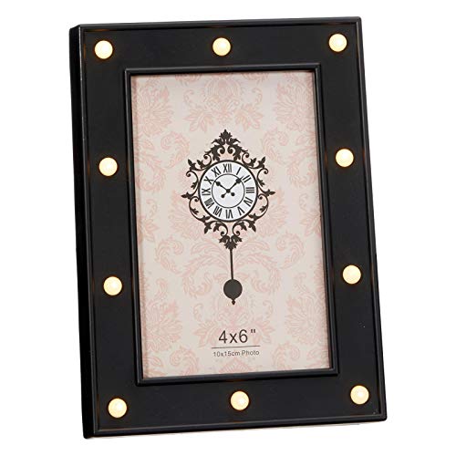 HAC24 LED Bilderrahmen 10x15 mit 10 LEDs zum Aufstellen Schwarz Fotorahmen Beleuchtet Foto Bilder Rahmen Leuchtrahmen von HAC24