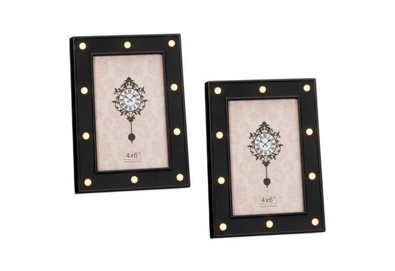 HAC24 LED Dekoobjekt Fotorahmen 10x15 Fotorahmen Beleuchtet Bilder Rahmen Leuchtrahmen, mit 10 LEDs zum Aufstellen Schwarz von HAC24