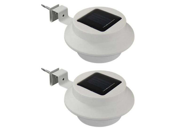 HAC24 LED Dachrinnenleuchte 2x Dachrinnenlampe Dachrinnen Lampe Regenrinne Solarleuchte, LED fest integriert, Kaltweiß, Je 3 LEDs Kaltweiß inkl. Befestigungsmaterial von HAC24