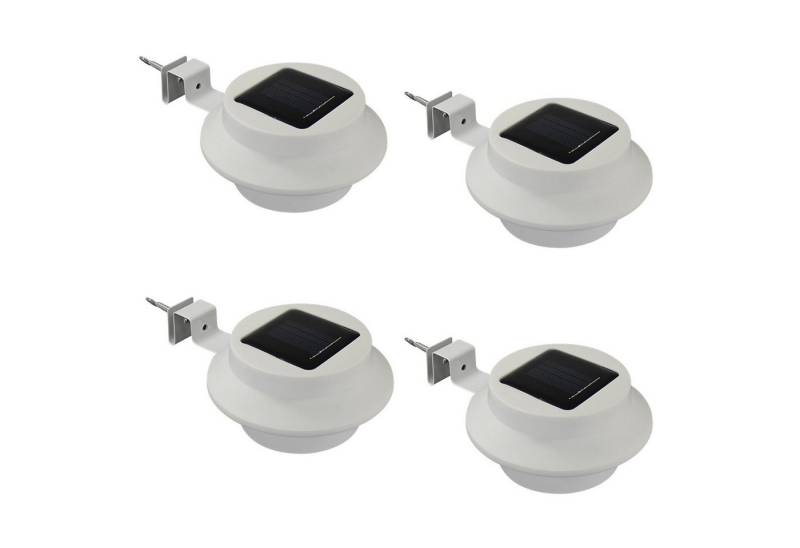 HAC24 LED Dachrinnenleuchte 4x Dachrinnenlampe Dachrinnen Lampe Licht Regenrinne Solarlampe, LED fest integriert, Kaltweiß, 3 LEDs Kaltweiß inkl. Befestigungsmaterial von HAC24