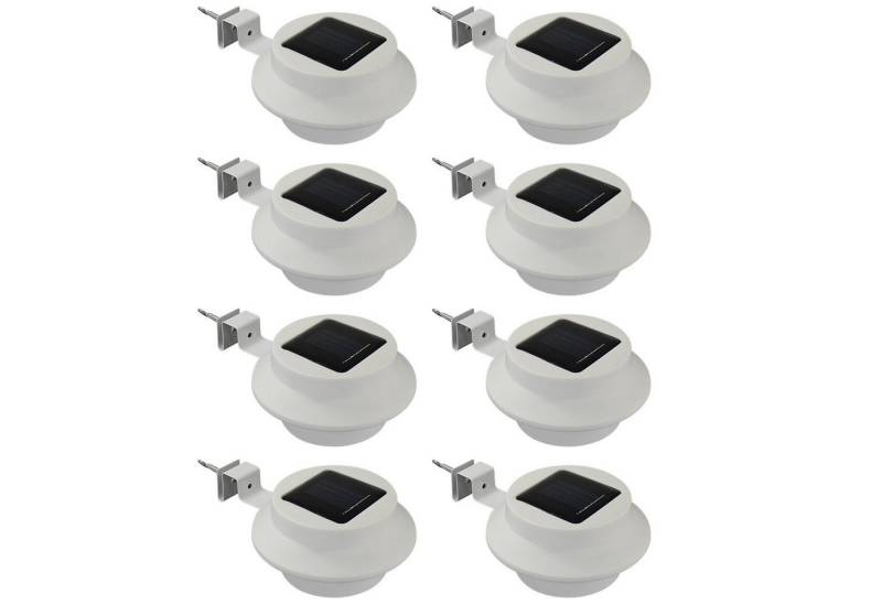 HAC24 LED Dachrinnenleuchte 8x Dachrinnenlampe Dachrinnen Lampe Regenrinne Solarleuchte, LED fest integriert, Kaltweiß, Je 3 LEDs Kaltweiß inkl. Befestigungsmaterial von HAC24