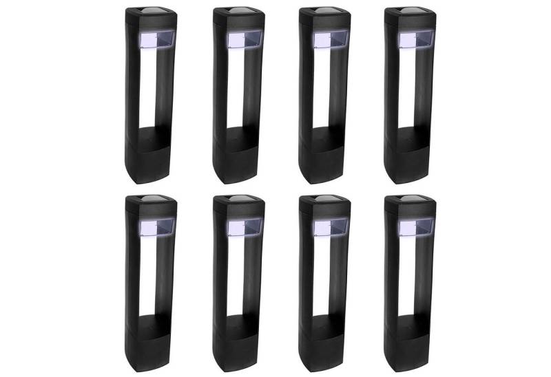 HAC24 LED Solarleuchte 8x Solar Lampe Kunststoff Schwarz Gartenleuchte Solarlampe Wegleuchte, LED fest integriert, Kaltweiß, Höhe 46cm von HAC24