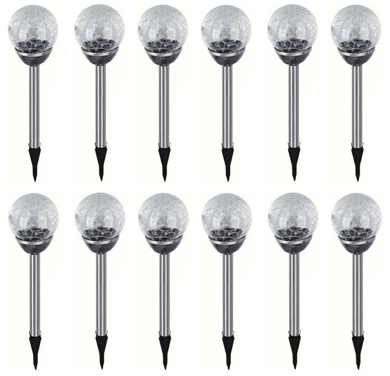HAC24 LED Solarleuchte Solar Gartenleuchte Kugel Leuchte mit Crackle-Licht Solarlampe, LED fest integriert, Weiß, Lichtfarbe Weiß von HAC24