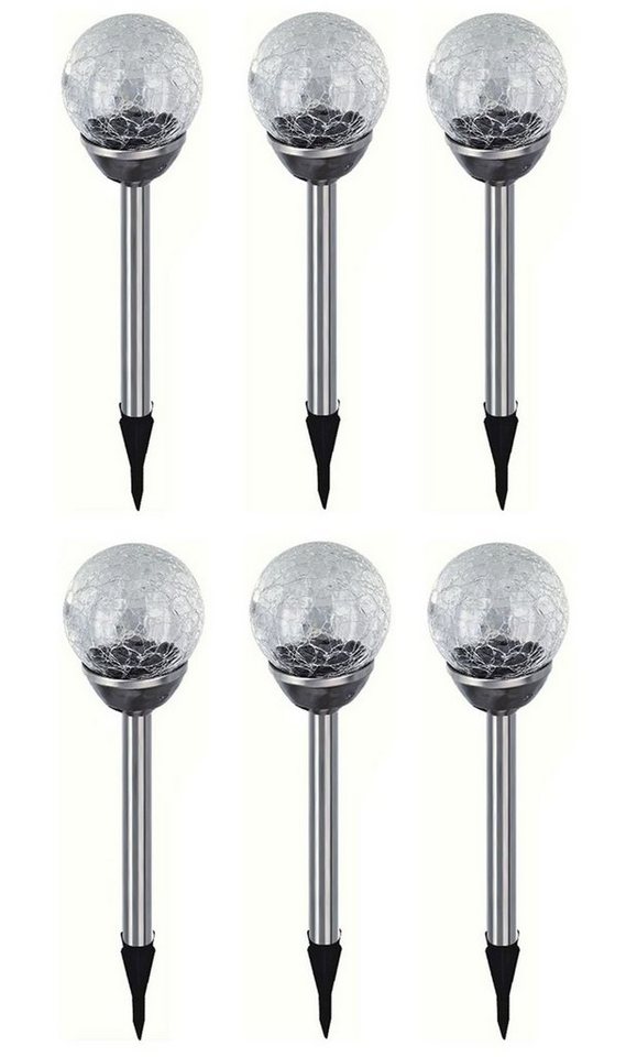 HAC24 LED Solarleuchte Solar Gartenleuchte Kugel Leuchte mit Crackle-Licht Solarlampe, LED fest integriert, Weiß, Lichtfarbe Weiß von HAC24