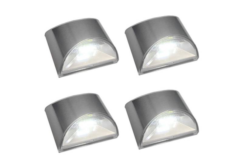 HAC24 LED Wandleuchte 4x Solar Wandlaterne für Außen Solarlampe Außenbeleuchtung Wandlampe, LED fest integriert, Kaltweiß, Edelstahl, Kaltweiß von HAC24