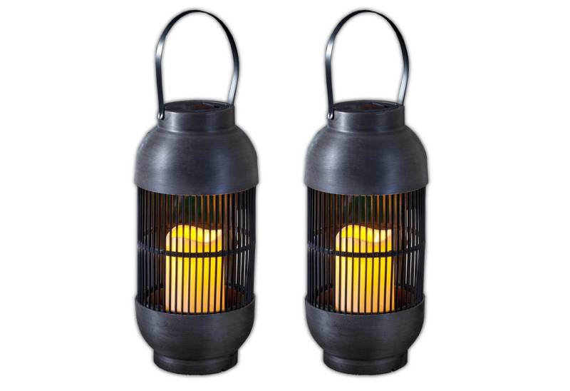 HAC24 Laterne LED Solar Dekolampe Solarlaterne Wetterfest Solarleuchte Solarlampe (2-St), mit flackernder LED Kerze von HAC24