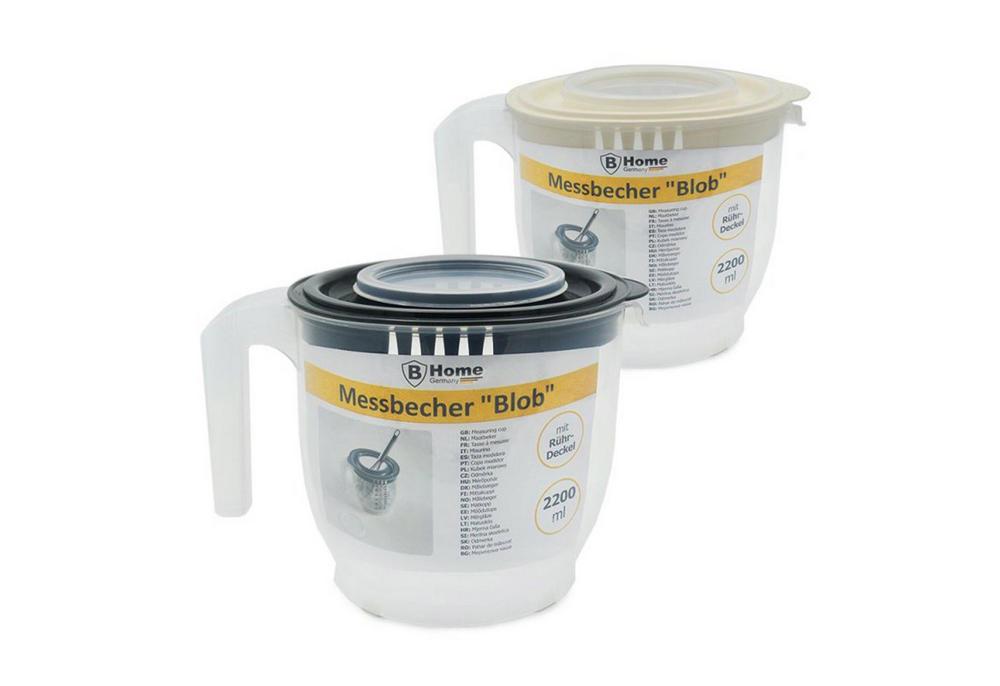 HAC24 Messbecher Kunststoff Messbecher Rührschüssel Küchenschüssel Messbehälter, Kunststoff, 2,2 Liter, mit Deckel, mit Rühröffnung HAC24 Messbecher Kunststoff Messbecher Rührschüssel Küchenschüssel Messbehälter, Kunststoff, 2,2 Liter, mit Deckel, mit Rühröffnung von HAC24