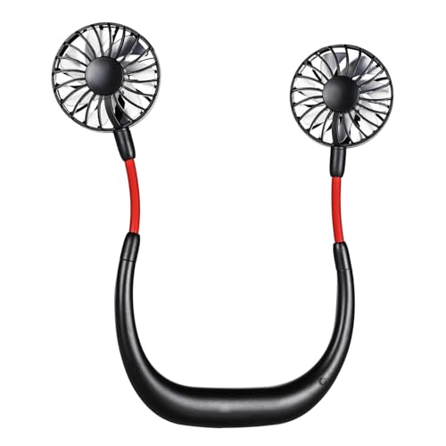 HAC24 Mini Akku Nackenventilator 2 Rotoren 3 Geschwindigkeiten Hals Nackenbügel Ventilator Halsventilator von HAC24