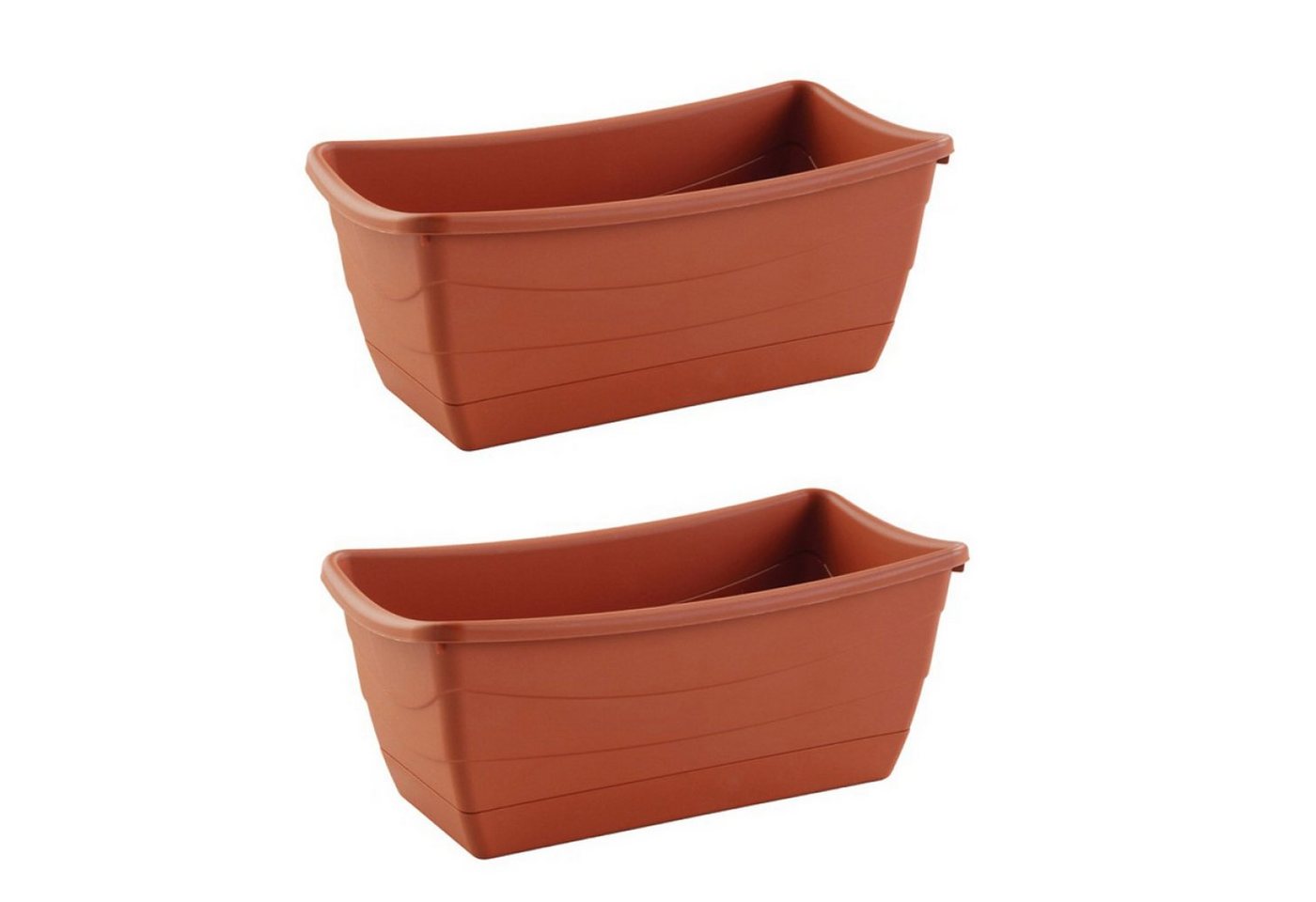 HAC24 Pflanzkübel Pflanzschale Blumenkasten Blumentopf Pflanzentopf (2 St), Eckig aus Kunststoff Terracotta 26 x 13 cm von HAC24